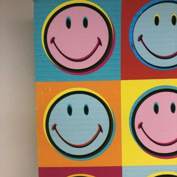 NEW Smiley 'Pop Art' Canvas Wrapped Warhol Style - Picture 3 of 8